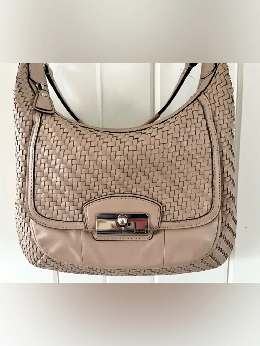 Coach Kristin Woven Leather Shoulder Bag Hobo - Picture 14 of 14